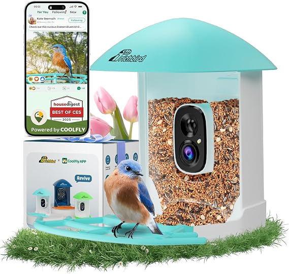 Smart Bird Feeder with Camera Solar Powered, Auto Record 2K HD Videos