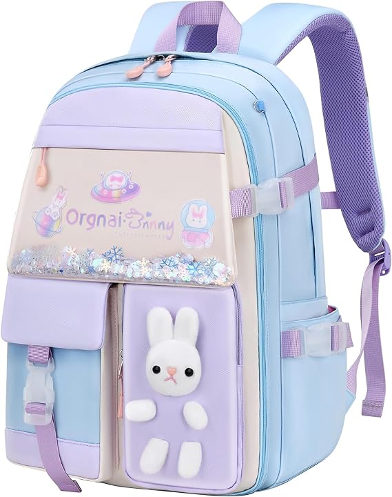 Girls Bunny Backpack Cute Kids Bookbag for Elementary School Kawaii Preschool Outdoor Daypack Blue