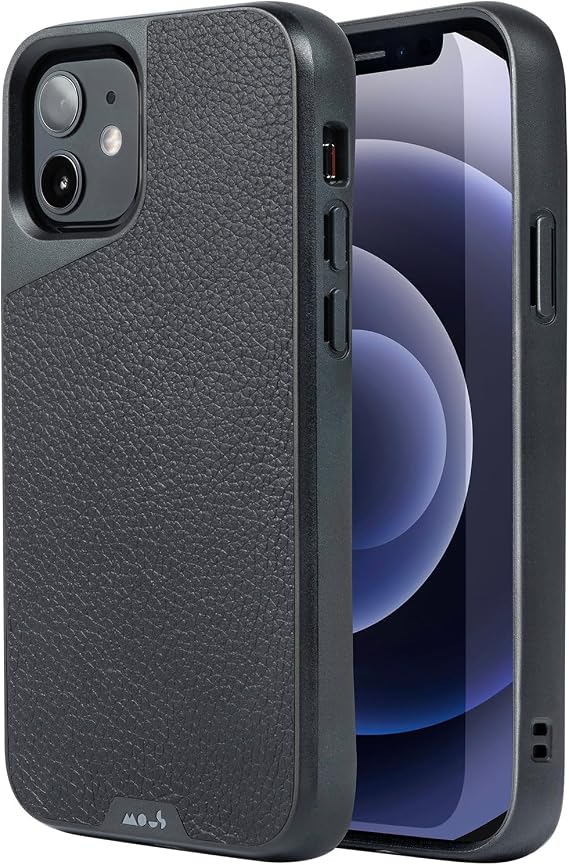 Mous for iPhone 12/12 Pro Case MagSafe Compatible - Limitless Black Leather - Shockproof