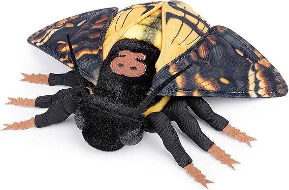 lilizzhoumax Ghost Face Moth Plush Toy, 27 cm, Black and Yellow Moth Stuffed Animal, Soft Insect Gift for Ages 3+