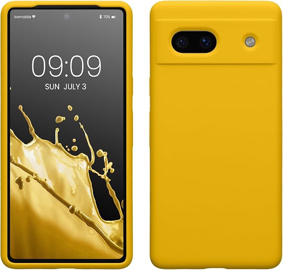 kwmobile Case Compatible with Google Pixel 7a Case - TPU Silicone Phone Cover with Soft Finish - Radiant Yellow