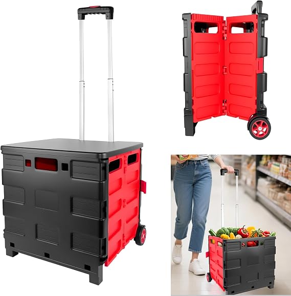 Lightweight Folding Shopping Trolley with Detachable Waterproof Bag, 2-Wheel Cart for Groceries and Outdoor Use, Easy to Store, Perfect for Shopping