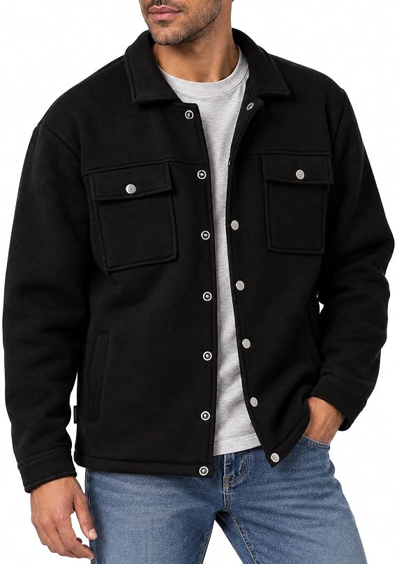 Redbridge Premium Shirt Jacket with Press Studs Casual Transition Jacket in Shirt Style for Everyday and Leisure