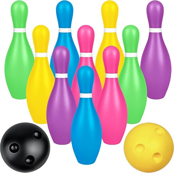 Mini Bowling Set Indoor Outdoor Indoor Bowling Set with Guide Arrow Mat Gold and Silver Medal Backpack Dispensing