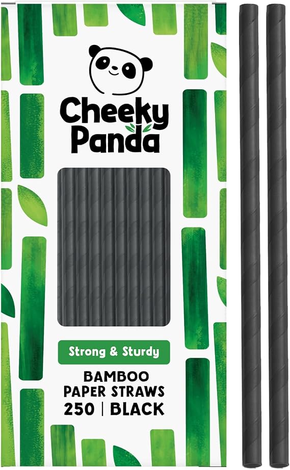 The Cheeky Panda Black Bamboo Paper Straws | Pack of 250