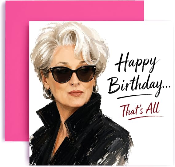Huxters Devil Wears Prada Birthday Card for Her, Funny Happy Birthday Greeting Card from Women Mum Daughter Sister Meryl Miranda Priestly Auntie Cards