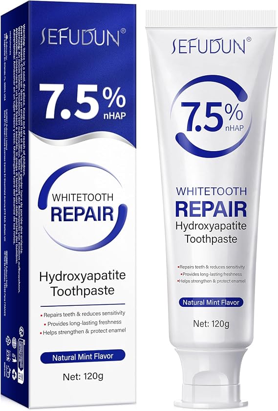 Hydroxyapatite Toothpaste, 7.5% Nano Hydroxyapatite Toothpaste, Protects Enamel, Fluoride-Free Formula with Gentle Mint, Gentle Formula for Sensitive Teeth