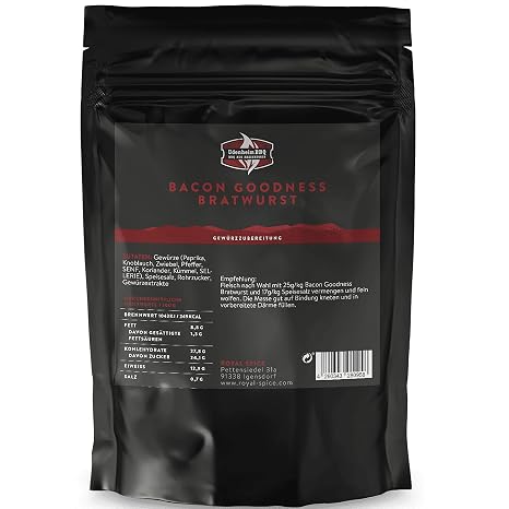 Royal Spice s Bacon Goodness Bratwurst 240 g - Bratwurst Spice Mix & Spice Preparation for Making a Bratwurst or Directly into Minced Meat - Bratwurst & Minced Meat Spice