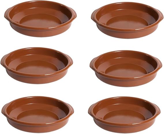 Clay Pots, Set of 6, 12 cm, Terracotta, Enameled, Oven Safe