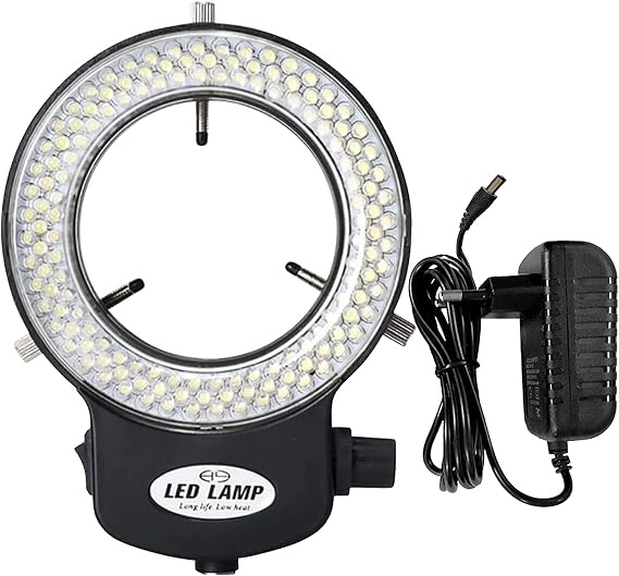 Shengshou LED Ring Lighting Light,LED Lighting Fixture for Microscope, 144 LED Beads, Adjustable Light Source Brightness for Body Microscope, Double Winding for Microscope Camera Lens Diameter 30mm-63mm
