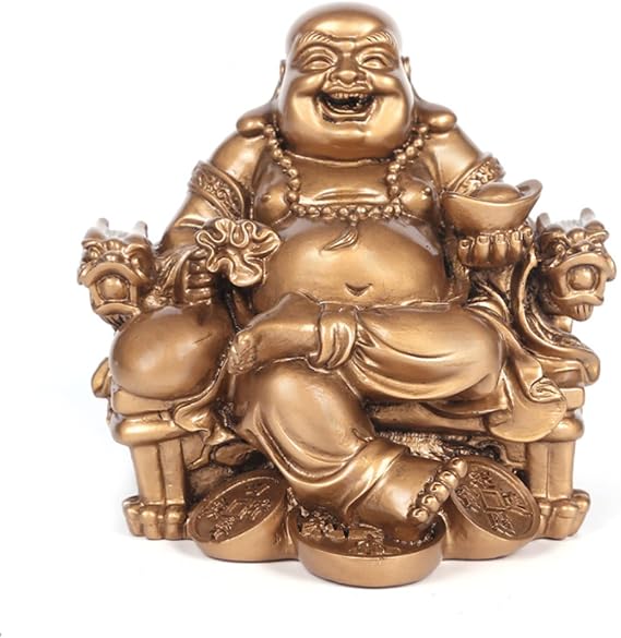 Laughing Buddha Statue, Chinese Feng Shui Laughing Buddha Figurine Maitreya Buddha Ornament Home Office Decoration Attract Wealth and Good Luck