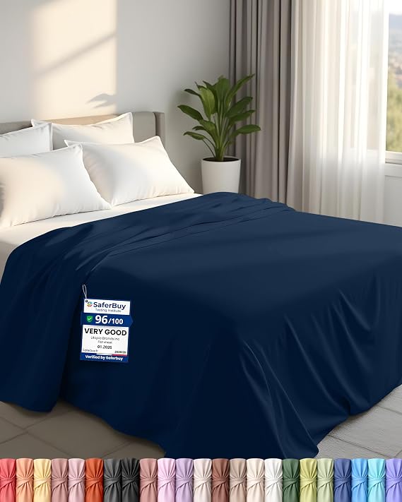 Utopia Bedding - Flat Sheet - King Size - Navy