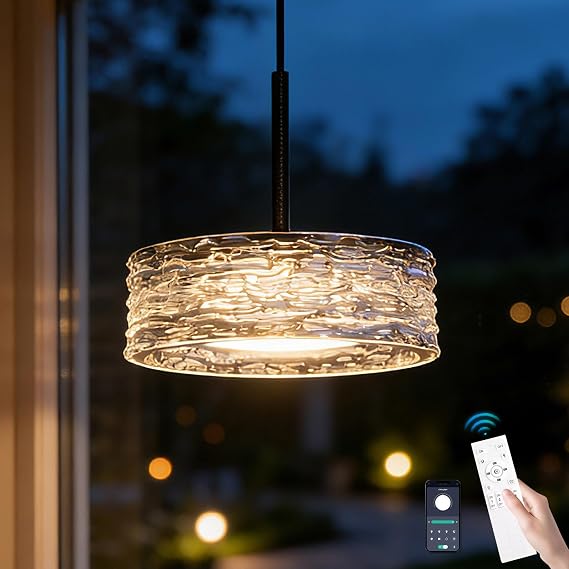 Black LED Bedside lamp Pendant Light with Remote & App 150CM 12W [Energy Class B]