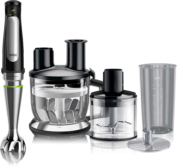 Braun Hand Blender MultiQuick 7 MQ7080XG Easy Operation Time-Saving Baby Food Preparation Smoothies Soup Crush Mix Slice Shred Dice Knead Grated Radish 7 Functions in 1 High Power 400W Gift Present