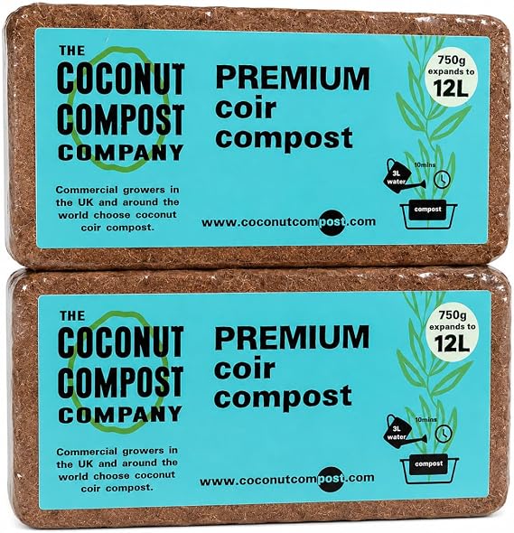 COCONUT COMPOST. Premium Organic Coir Soil. 24L (2x12L). GRADE AA. Peat Free. Indoor + Outdoor Plants. Repotting Mix, Vegetable + Seed Compost. Reptile, Turtle Vivarium Substrate.