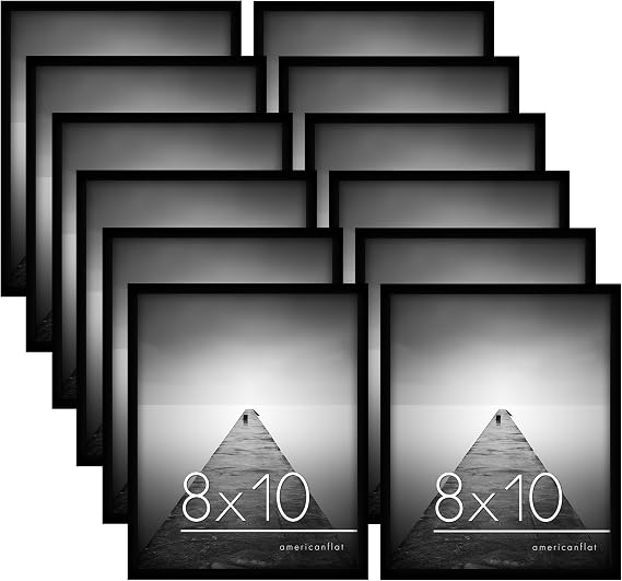 Americanflat 10x8 Photo Frames in Black - Set of 12 - Gallery Wall Picture Frame Set with Shatter-resistant Glass - Horizontal and Vertical Formats for Wall and Tabletop