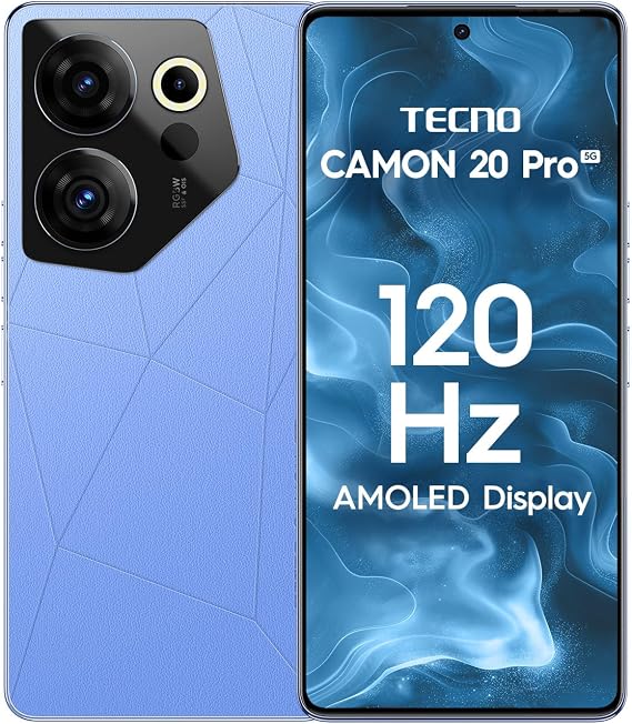Tecno Camon 20 Pro 5G (Serenity Blue, 8GB RAM,256GB Depolama)| Hindistan'ın 1. MediaTek Dimensity 8050 İşlemcisi | 16GB Genişletilebilir RAM | 64MP RGBW (G+P) OIS Arka Kamera|6.67 FHD+Büyük AMOLED