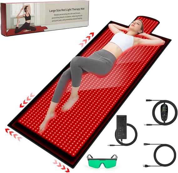 Large Red Light Mat for Full Body 84.6''X33.4'' with 1400Pcs LEDs Red Light Pad Red Light Devices at Home