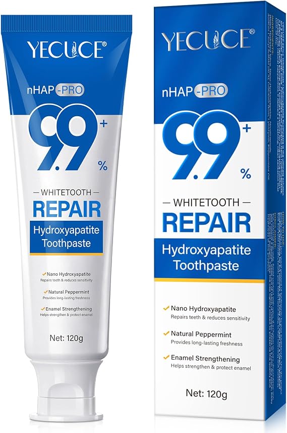 Hydroxyapatite Toothpaste 120g, Fluoride Free Toothpaste with 9.9% Nano Hydroxyapatite, Protects Tooth Enamel, Relieves Sensitivity, Strengthens Teeth, Oral Care
