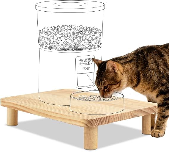 SZEE Automatic Cat Feeder Elevated Stand/Cat Bowl Stand Table, Raises Feeder/Bowl by 6cm, Premium Solid Wood Material, Relieves Spine and Joints Noticeably on Pets, Laptop Monitor Raiser