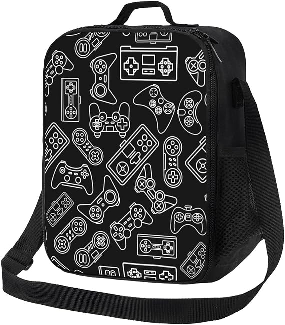 Video Game Controller Insulated Lunch Bag for Boys - Reusable Lunch Box - Portable Lunch Tote for Women Men and Kids