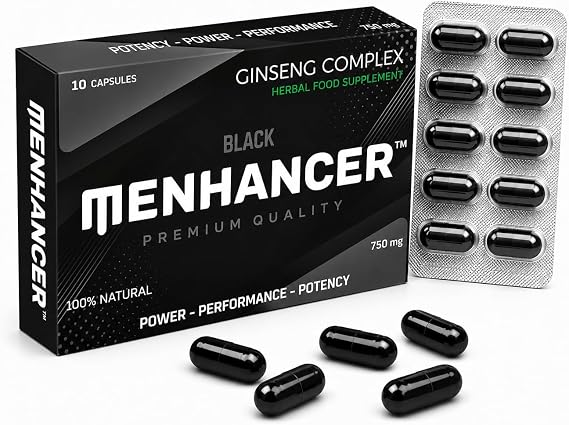 Enhance Your Performance - Extra Strength Performance Enhancing Pills, Stamina Endurance Booster Black Supplement Pills for Men - 10 Ginseng Capsules
