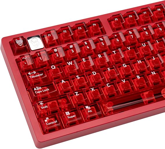 Kristal Kırmızı Şeffaf Keycaps Seti, 114 Tuşları Serin Şeffaf Keycaps ANSI RGB Oyun Klavyesi, PC Malzeme Kiraz Profili Keycaps Yüzde 60 Özel Kiraz Mx Keycaps Arkadan Aydınlatmalı