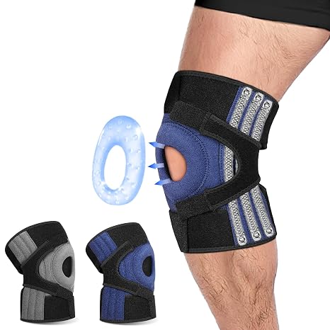 Knee Support for Men and Women, Adjustable Non-Slip Knee Brace with Side Stabilizers and Open Patella Pad, Knee Support Brace for Arthritis, Meniscus Tears, LCL, MCL, ACL, Ligament Joint Pain