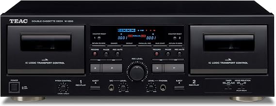 Teac W-1200-B W-1200(B) Double Cassette Deck (Recording/Playback, Microphone Input, USB Output for Digital Recording to PC/Mac, Conference Transcripts) Black, 14.5 cm*43.5 cm*28.58 cm