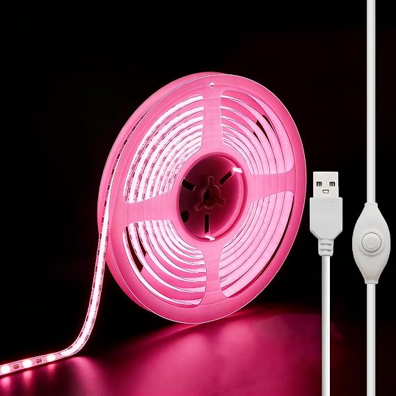 5v Usb Ledストリップライト、3.28フィート Cobライトストリップピンク、ショートledストリップライト、フレキシブルで明るい5v Ledストリップ、キャビネット、キッチン、テレビバックライト、棚、ディスプレイ、テレビライト用