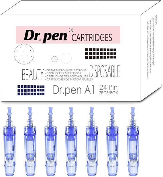 7pcs Dr. Pen Ultima A1 Original Replacement Cartridges – 24 Pin Model, Sterile & Hygienic, for Smooth Even Skin Care Coverage, for Face & Body, Home Care & Salon Use, Compatible with Dr. Pen A1
