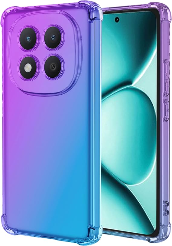 スマホケース Redmi Note 15 Pro Plus 5G ケース/Poco M8 Proケース、かわいい クリア グラデーション スリム 耐衝撃 TPU バックフォン保護カバー Xiaomi Redmi Note 15 Pro+ 5G パープル/ブルー
