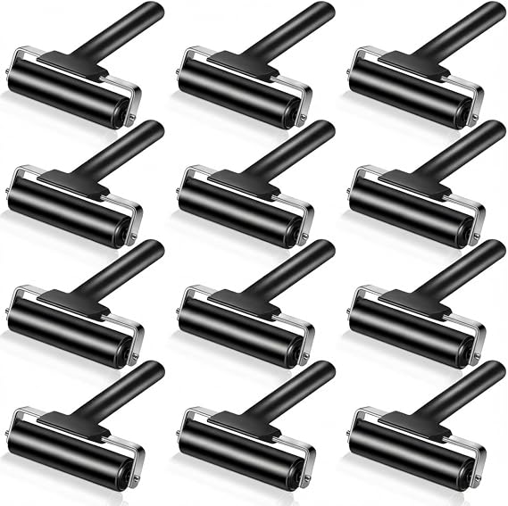 BBTO 12 Pcs 4 Inch Black Rubber Brayer Roller for Crafting, Gel Plate