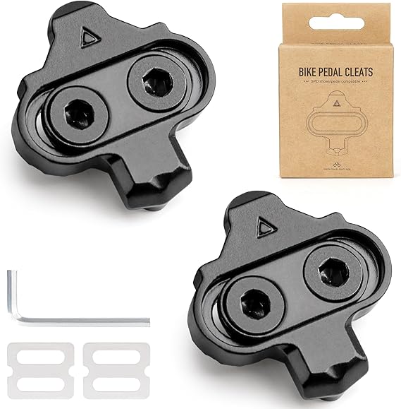 GEWAGE Bike Cleats Compatible with Shimano SPD 2-Bolt Pedals – Replacement for SM-SH51 Single-Release or SM-SH56 Multi-Release, CrMo Steel, Anti-Slip Plates, Screws & Washers