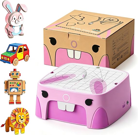 Cardboard Cutter for Kids, Safe STEM DIY Tool for Kids, Ages 3+（Pink）