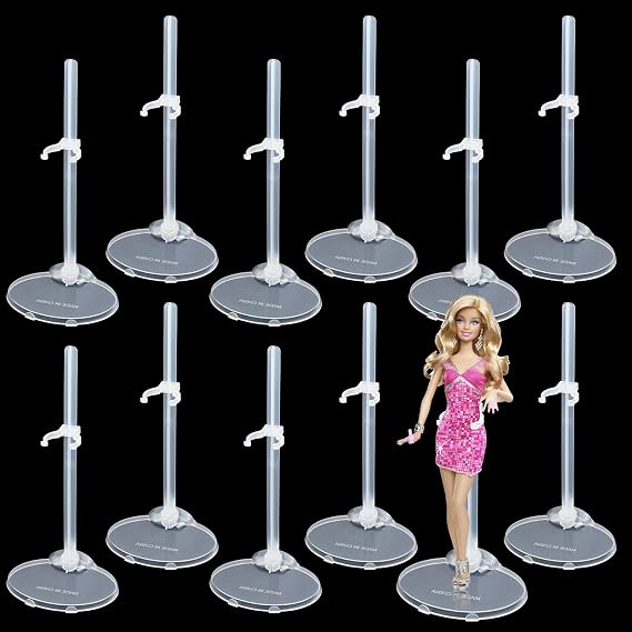 12 Pcs Doll Stand, Transparent Doll Holder, Adjustable Doll Stand Support, Model Show Stands, Plastic Doll Display, Adjustable Action Figure Stand Dolls Accessories for 9-11 Inch Dolls