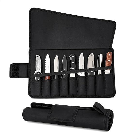 Knife Case, Kitchen Knife Case with 9 Compartments, Portable & Waterproof Protective Bag for Professional Chef Knife for Camping and Hiking, Gift for Chef