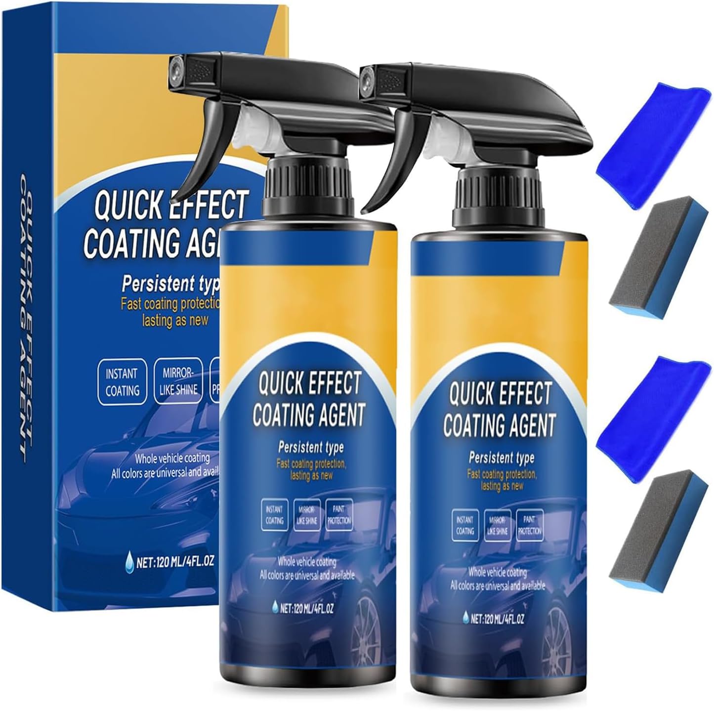 2pcs Car Polish Ceramic Coating Car Spray Wax, Advanced Car Quick-acting Coating Agent, Waterless Car Wash Quick Effect Coating Agent, Multi-functional Cars Wax Polish (2pcs)