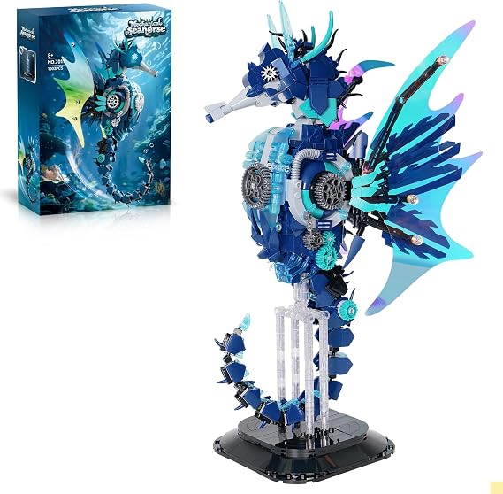 Mechanical Seahorse Building Set, 1003-Piece Display Mode 8+