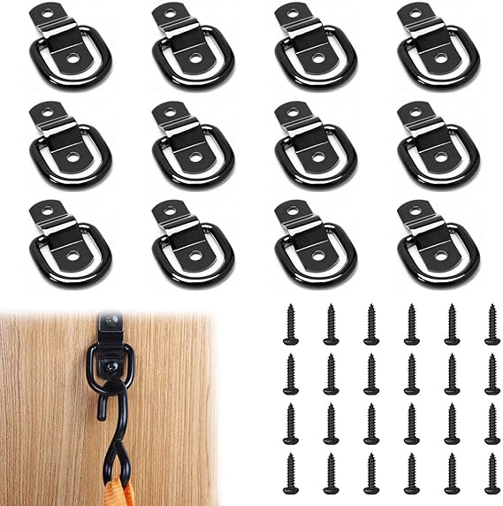 12 Pcs D Ring Tie Downs Anchor, 1/4" Heavy Duty Tie Down D-Rings