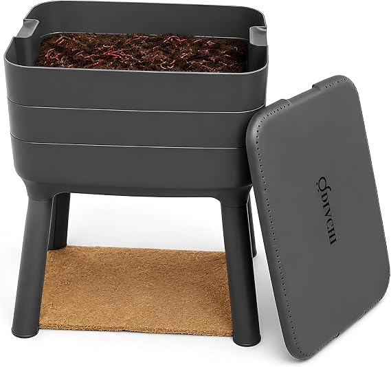 DIVCHI 3-Tray Worm Composter Bin with Drainage Tap Stackable Worm Farm & Wormery Vermicomposting System