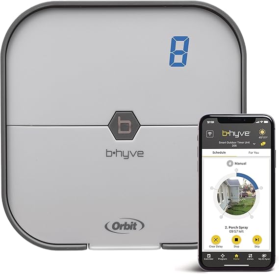 Orbit B-hyve Indoor Smart Sprinkler Controller - 8-Zone - WiFi Irrigation Controller - App Controlled Irrigation with Weather Adjustment - Easy Installation Smart Home Ready Device - 57925