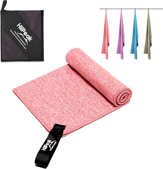 HiiPeak Microfibre Towel Compact Camping Beach Towel travel towels (Pink（40 * 80CM）)