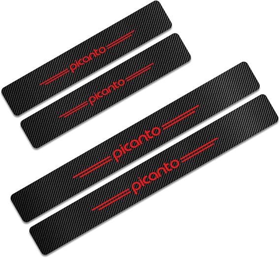 EAGLEG Car Door Sill Protector for K-IA Picanto 4PCS Car Door Sill Scuff Plate Carbon Fiber Stickers Accessories,Red
