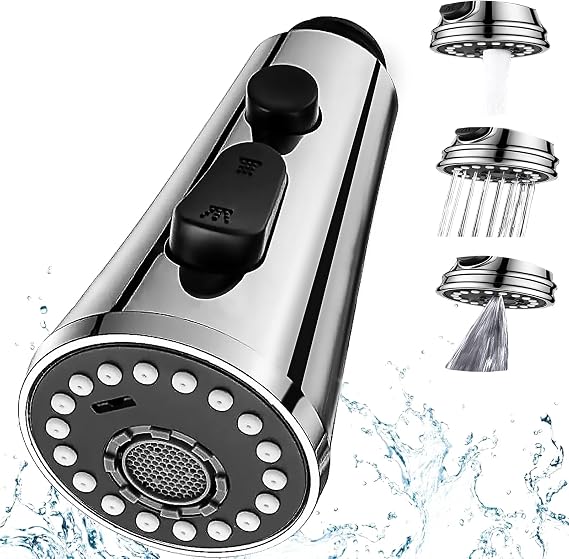 3 Modes Kitchen Faucet, Pull-Out Kitchen Sink Shower Head G1/2 Head Kitchen Tap Shower Head Replacement for Bathroom Sink