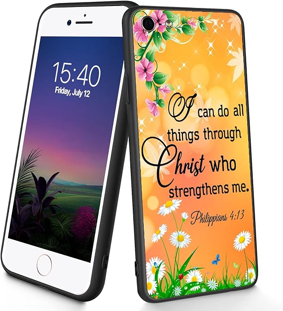 Compatible with iPhone SE 2020/7/8 Case,Slim Soft TPU Silicone Shockproof Anti Slip Protective Case for Apple iPhone SE 2020/7/8 4.7 inch,(Philippians 4:13)