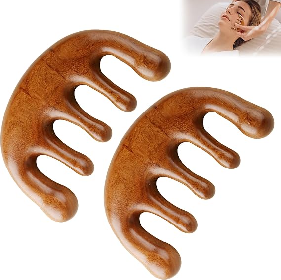 2PCS Wooden Scalp Massager Comb