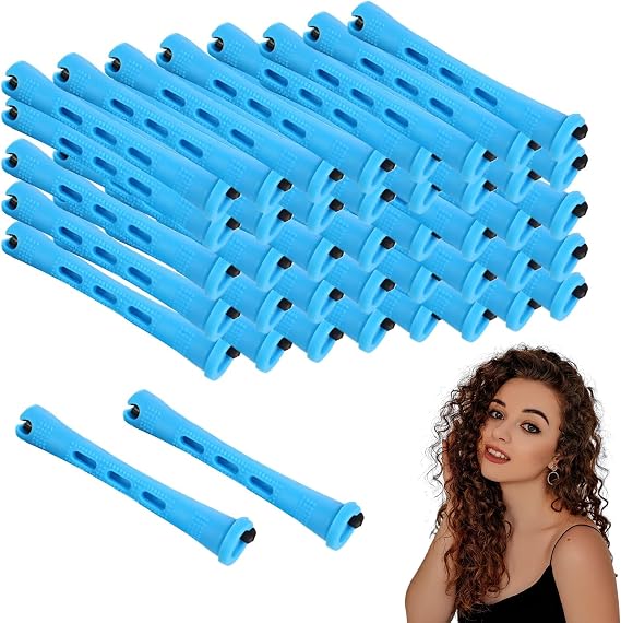 Perm Rods,60Pcs Small Size Perm Curlers,Blue Perming Rods Perm Kit Home Perm Rollers for Women,Perm Rods for Short Hair for Women Men Hairdressing Styling