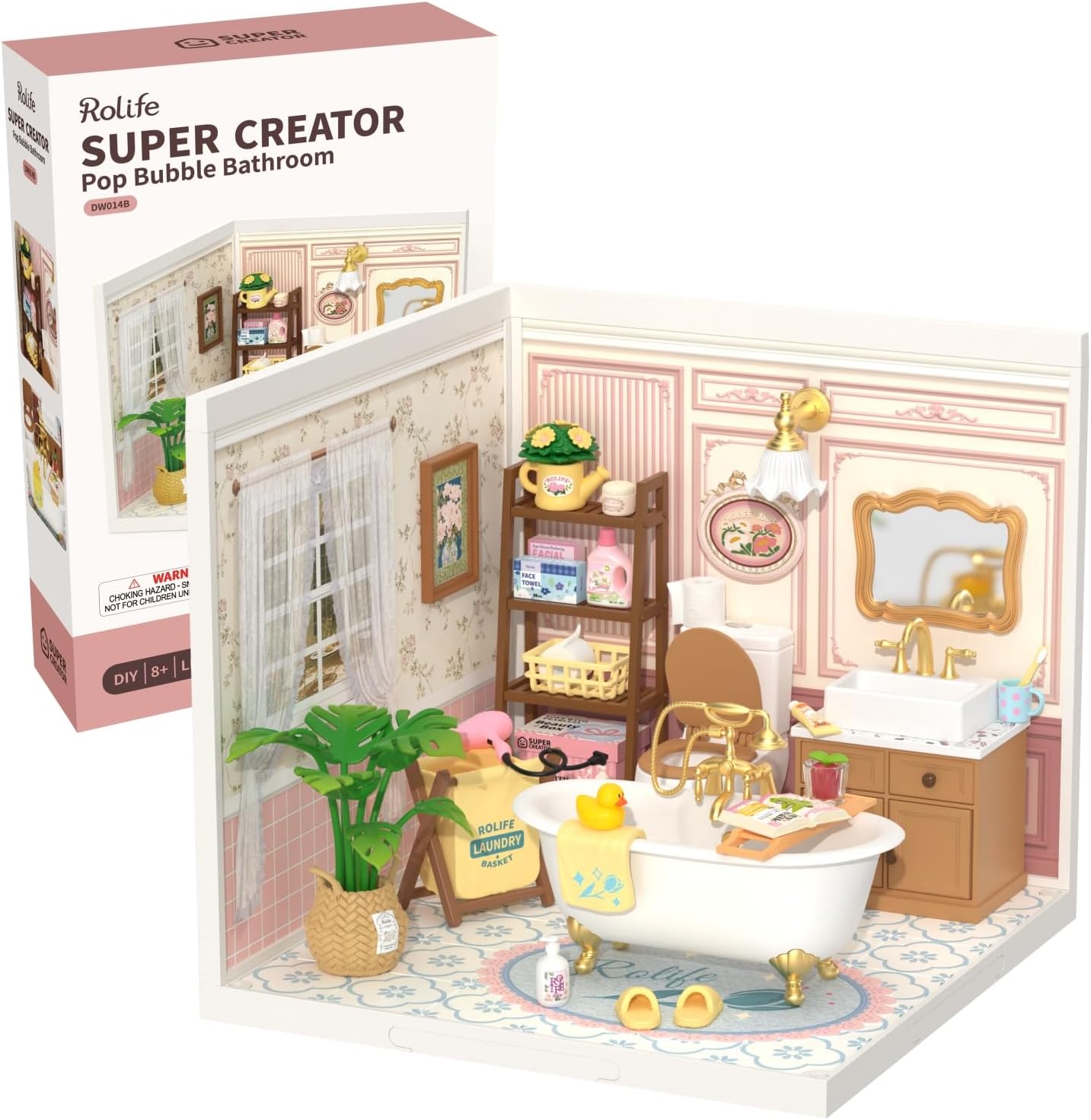 Rolife スーパークリエイター - DIY プラスチック製ミニチュアハウス 大人用 ミニブロック モデルキット 組み立てセット DIYクラフト/趣味/ビルディングブロックおもちゃ 大人用 ポップバブルバスルーム