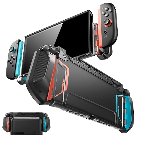 mumba Dockable Case for Nintendo 2 2025 TPU Handle Protective Case Portable Case Cover Switch Accessories [Blade] Compatible with Switch 2 LCD 8 Inch and Quick-Release Joy-Con Design (Blue/Red)